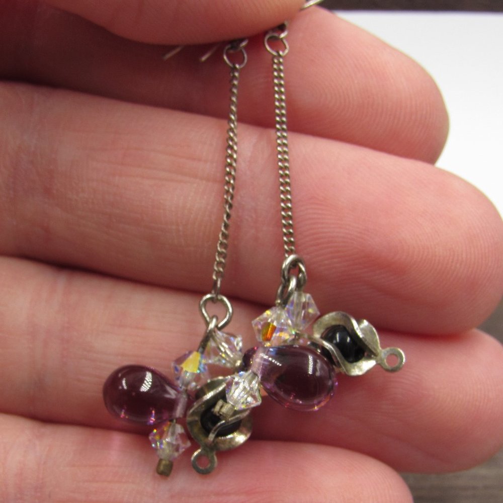 Sterling Silver Odd Rustic Long Dangle Earrings - image 1